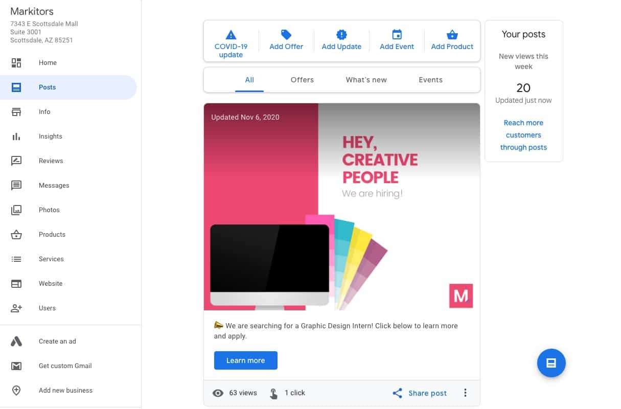 google my business posts