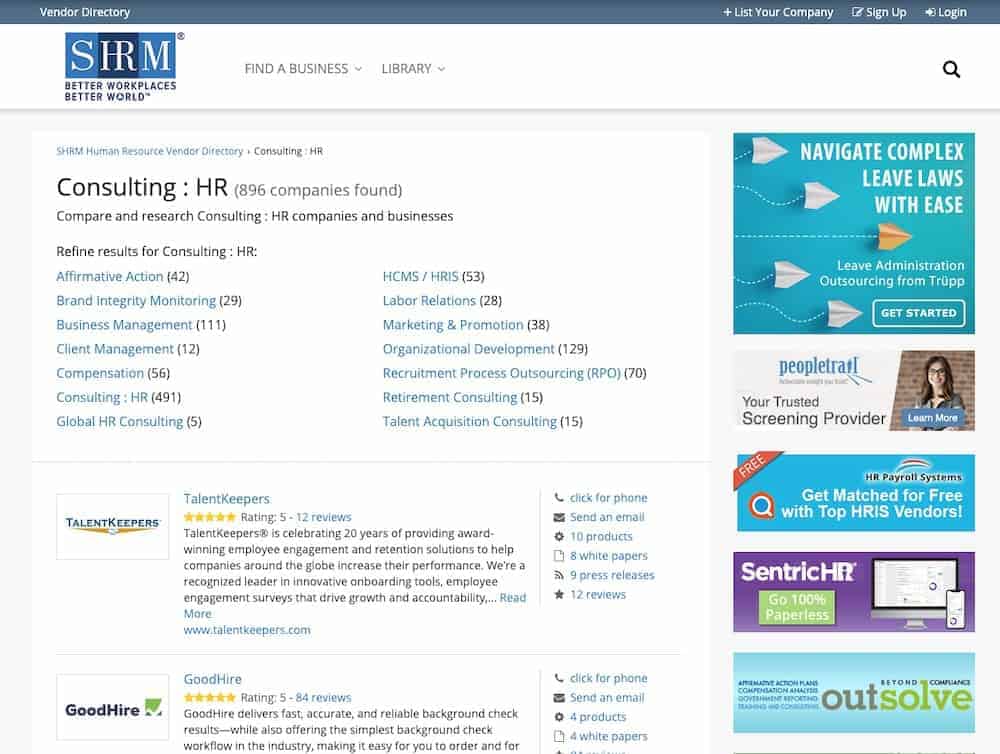 consulting company directory shrm