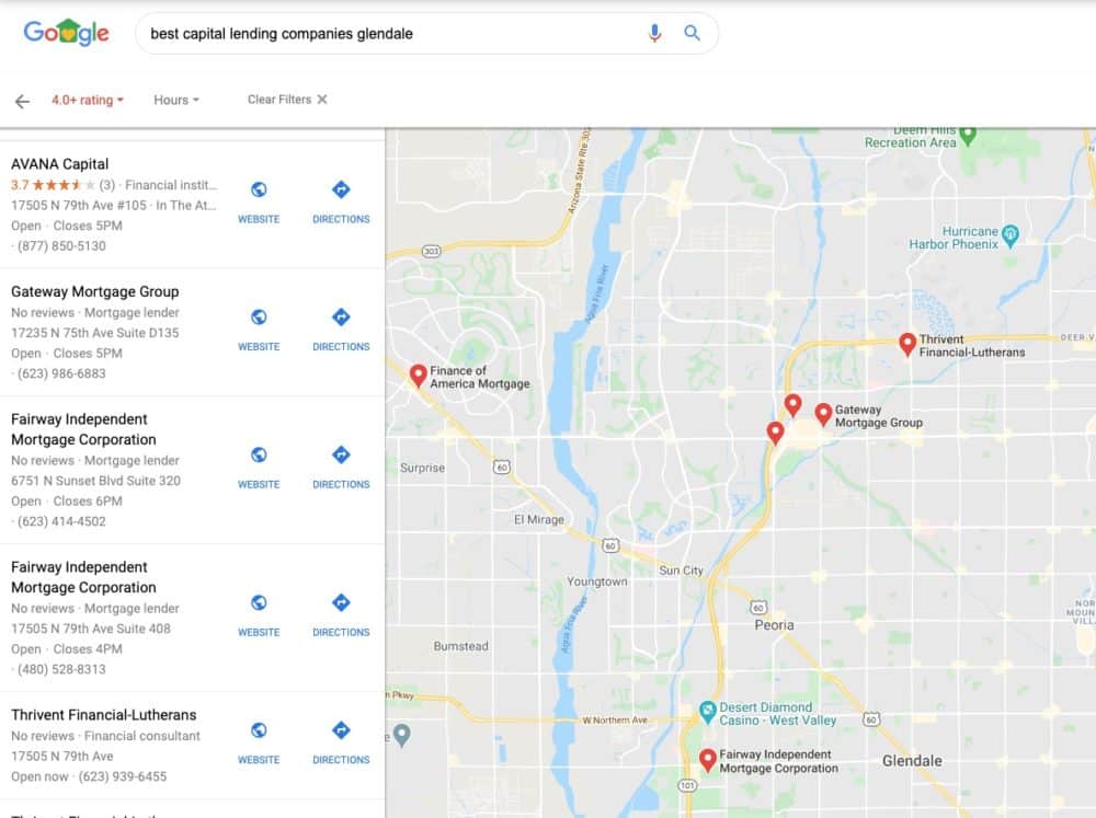 finance services google maps