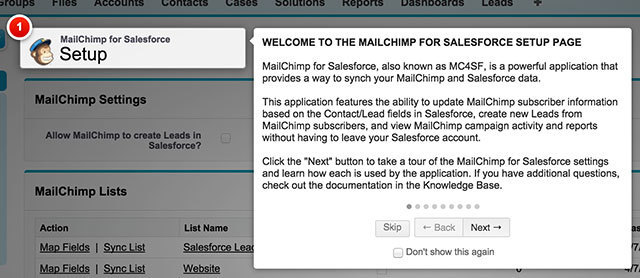 Mailchimp For Salesforce Setup Page