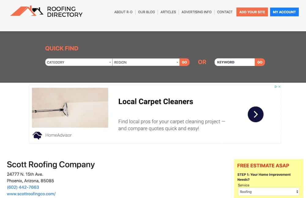 roofing marketing directory