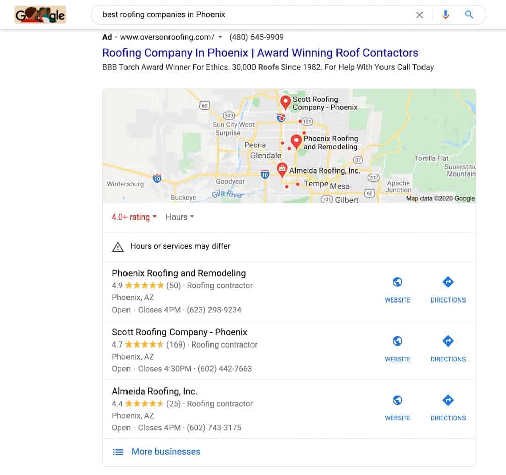 roofing marketing serp