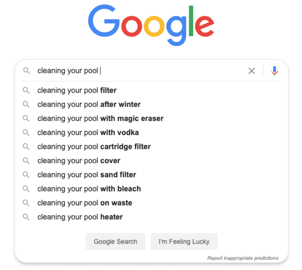 cleaning your pool google