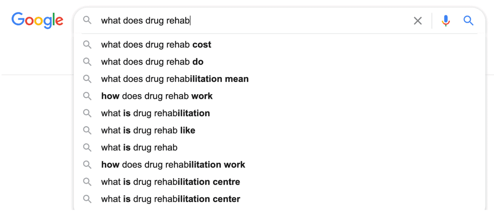google what does drug rehab