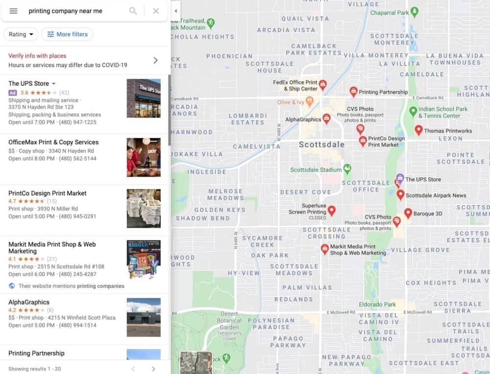 printing company near me map