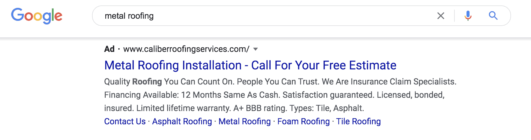 roofing ads examples