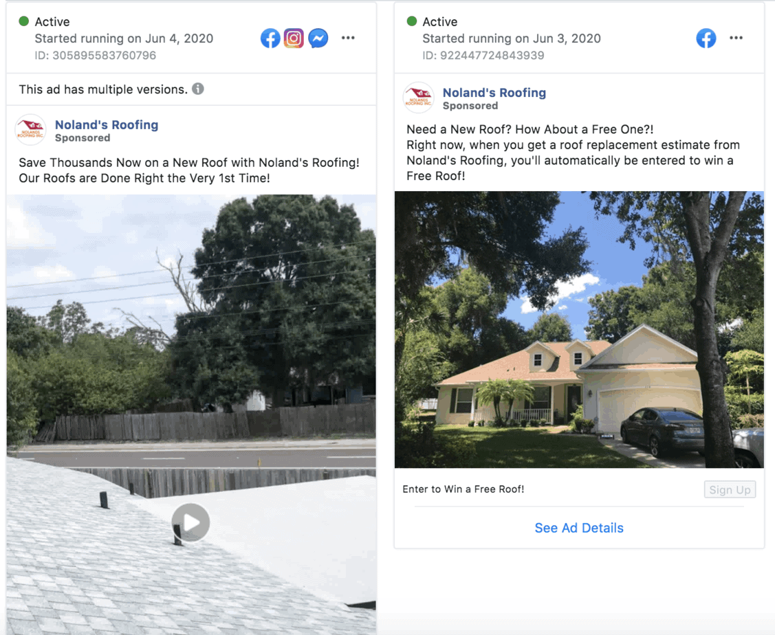 roofing facebook ads