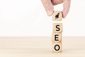 SEO spelled out with wooden blocks